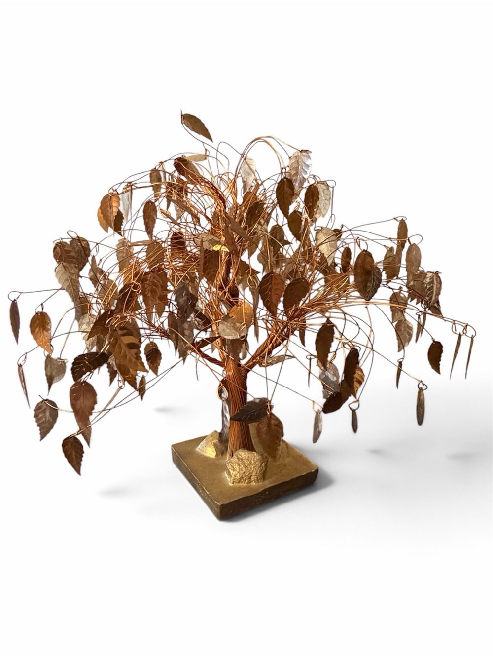 MCM Gold Wire Leaf Table Sculpture - Home Accents Decor